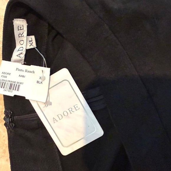 NWT Pinto Ranch Adore Western Faux Suede Long Fringe Skirt Size XL Black - Picture 10 of 13